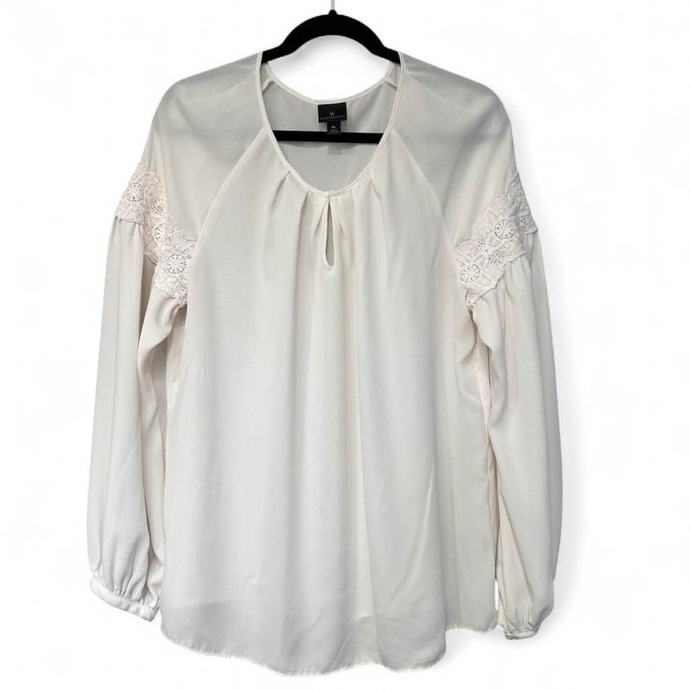 Worthington Cream Lace Sleeve Blouse – Size XL